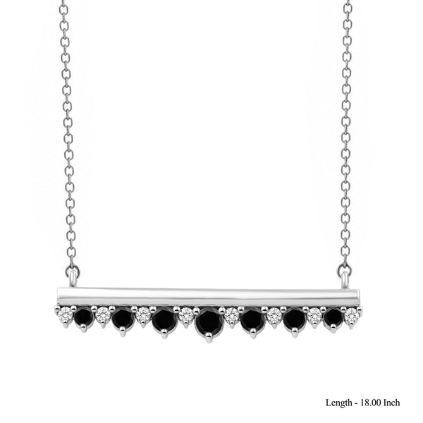 1/2 Carat T.W. Black and White Diamond Sterling Silver Necklace ( Cable Chain )