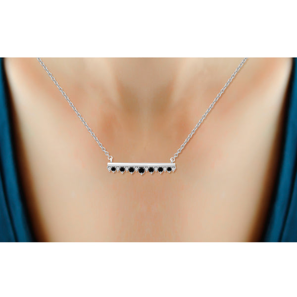 1/2 Carat T.W. Black and White Diamond Sterling Silver Necklace ( Cable Chain )