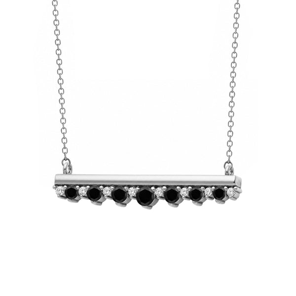1/2 Carat T.W. Black and White Diamond Sterling Silver Necklace ( Cable Chain )