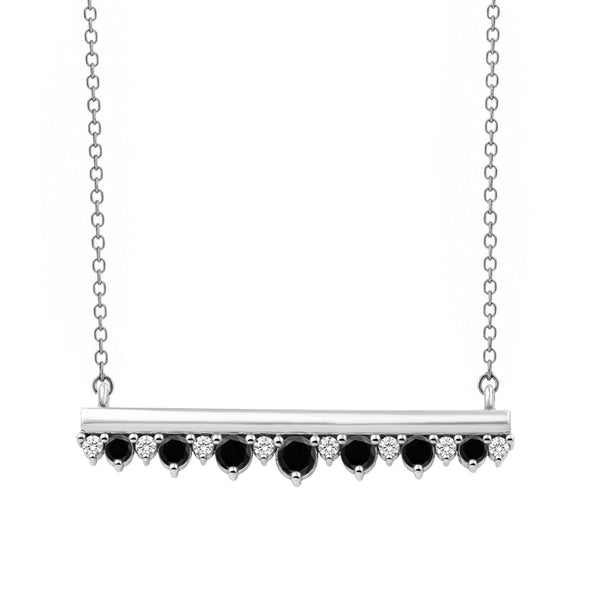 1/2 Carat T.W. Black and White Diamond Sterling Silver Necklace ( Cable Chain )