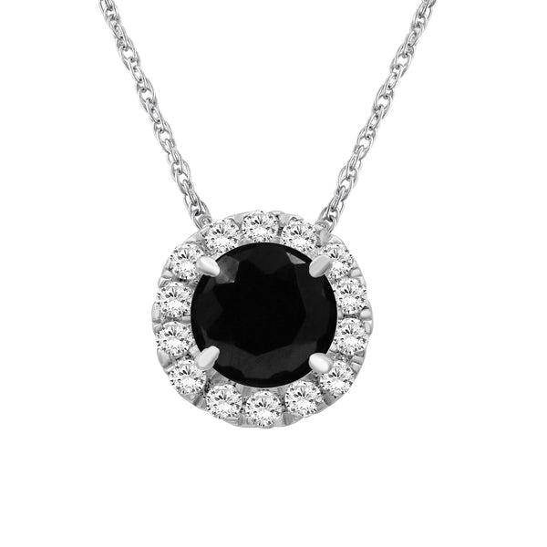 1/2 Carat T.W. Black and White Diamond Sterling Silver Pendant ( 8R Rope Chain )