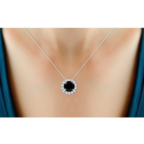 1/2 Carat T.W. Black and White Diamond Sterling Silver Pendant ( 8R Rope Chain )