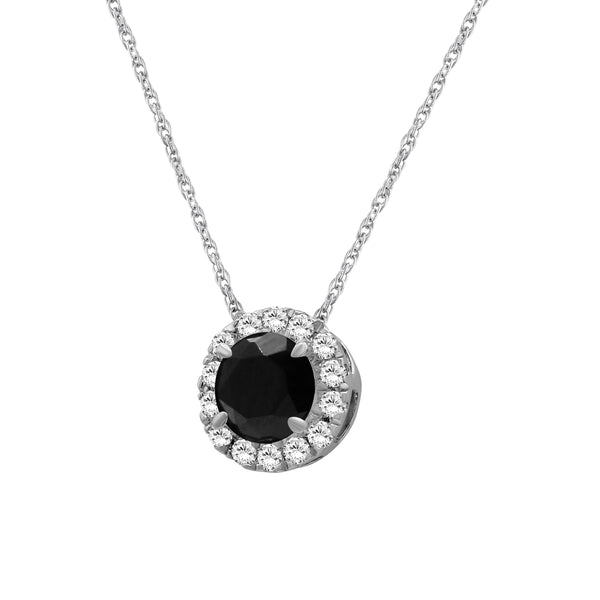 1/2 Carat T.W. Black and White Diamond Sterling Silver Pendant ( 8R Rope Chain )