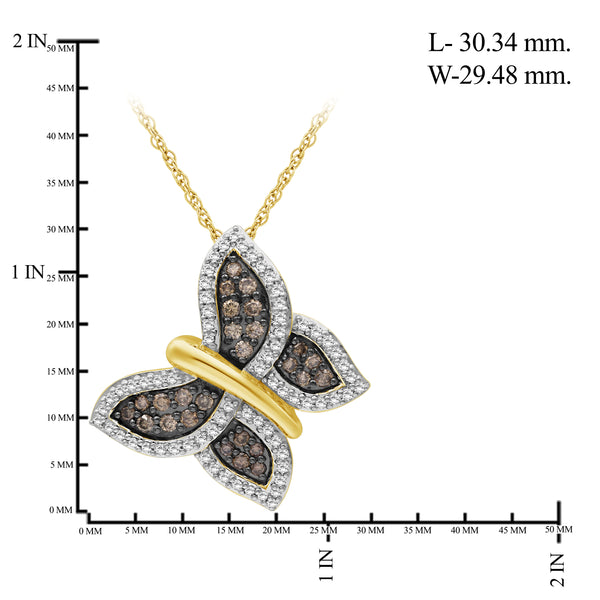 1.00 Carat T.W. Champagne and White Diamond 14K Gold Over Silver Pendant (8R Rope chain)