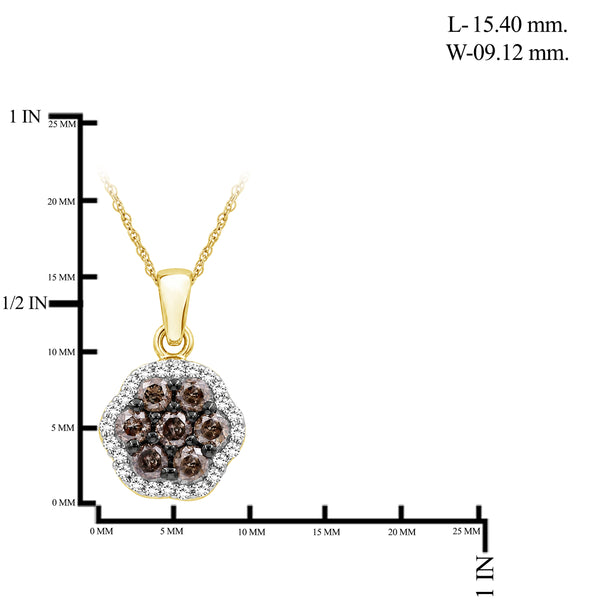 1/2 Carat T.W. Champagne and White Diamond 14K Gold Over Silver Pendant (8R Rope chain)