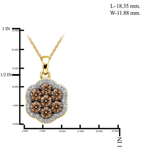 1.00 Carat T.W. Champagne and White Diamond 14K Gold Over Silver Pendant (8R Rope chain)