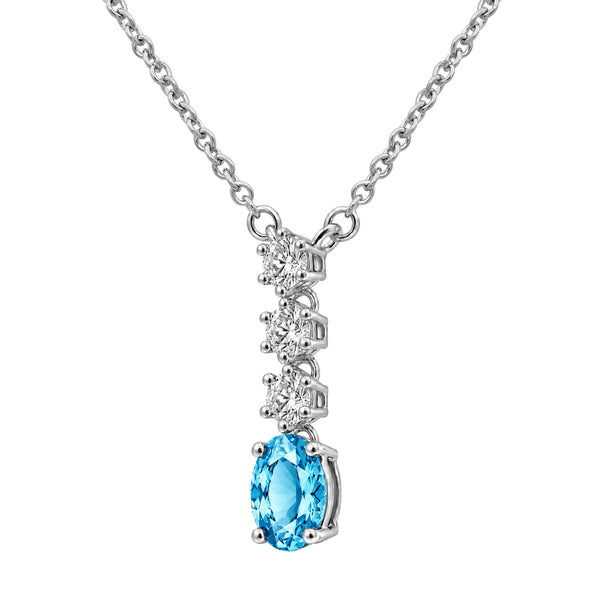 Gemstone & 1/3 Carat T.W. Lab Grown Diamond Sterling Silver Pendant - Assorted Gemstone