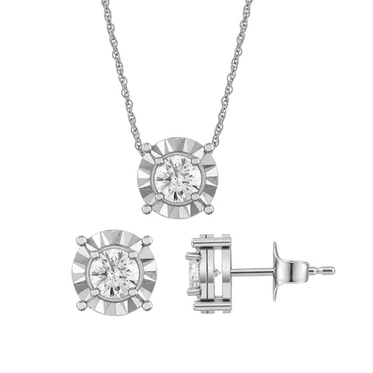 1.50 ct. T.W. Lab-Grown Diamond Solitaire Jewelry Set in Sterling Silver or Gold over Silver