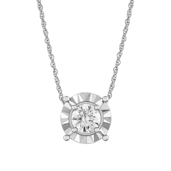 2.00 Carat T.W Lab Grown Diamond Sterling Silver Solitaire Box Set ( 8R Rope Chain )