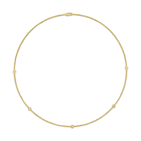 1.00 Carat T.W. Lab Grown Diamond Bezel Sterling Silver Station Necklace