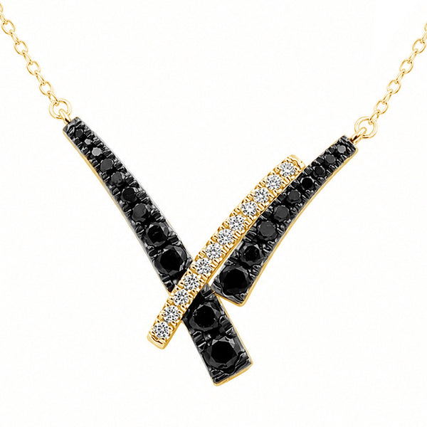 1.00 Carat T.W. Black and White Diamond Necklace ( 8R Rope Chain ) (Assorted colors)