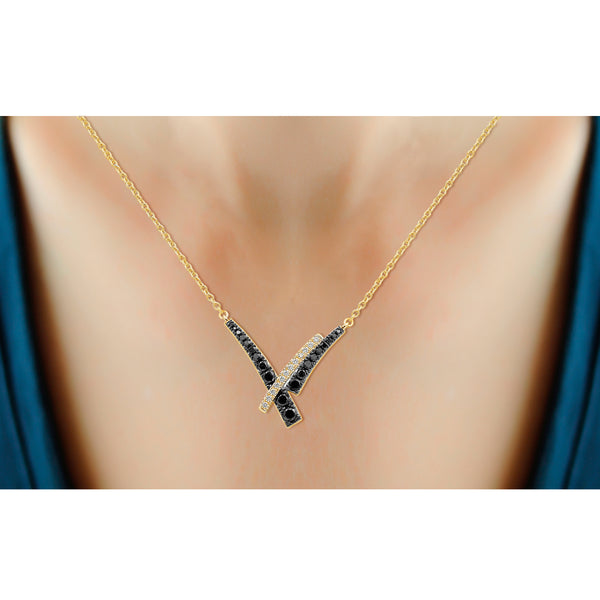 1.00 Carat T.W. Black and White Diamond Necklace ( 8R Rope Chain ) (Assorted colors)