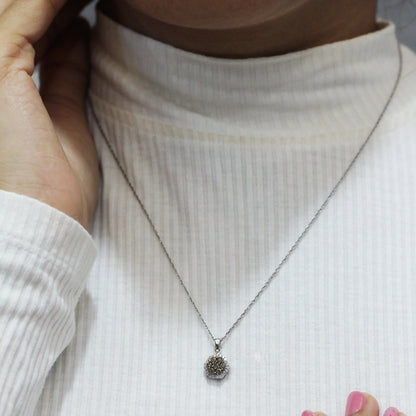 1/2 ctw Champagne and White Diamond Cluster Pendant in Sterling Silver