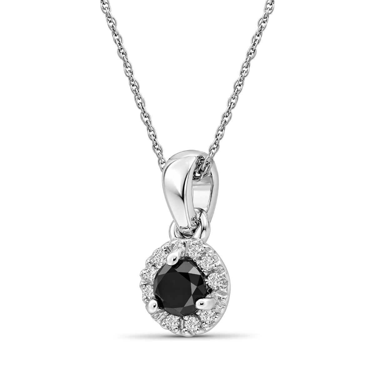 1/2 ctw Black and White Diamond Earrings Pendant set in Sterling Silver