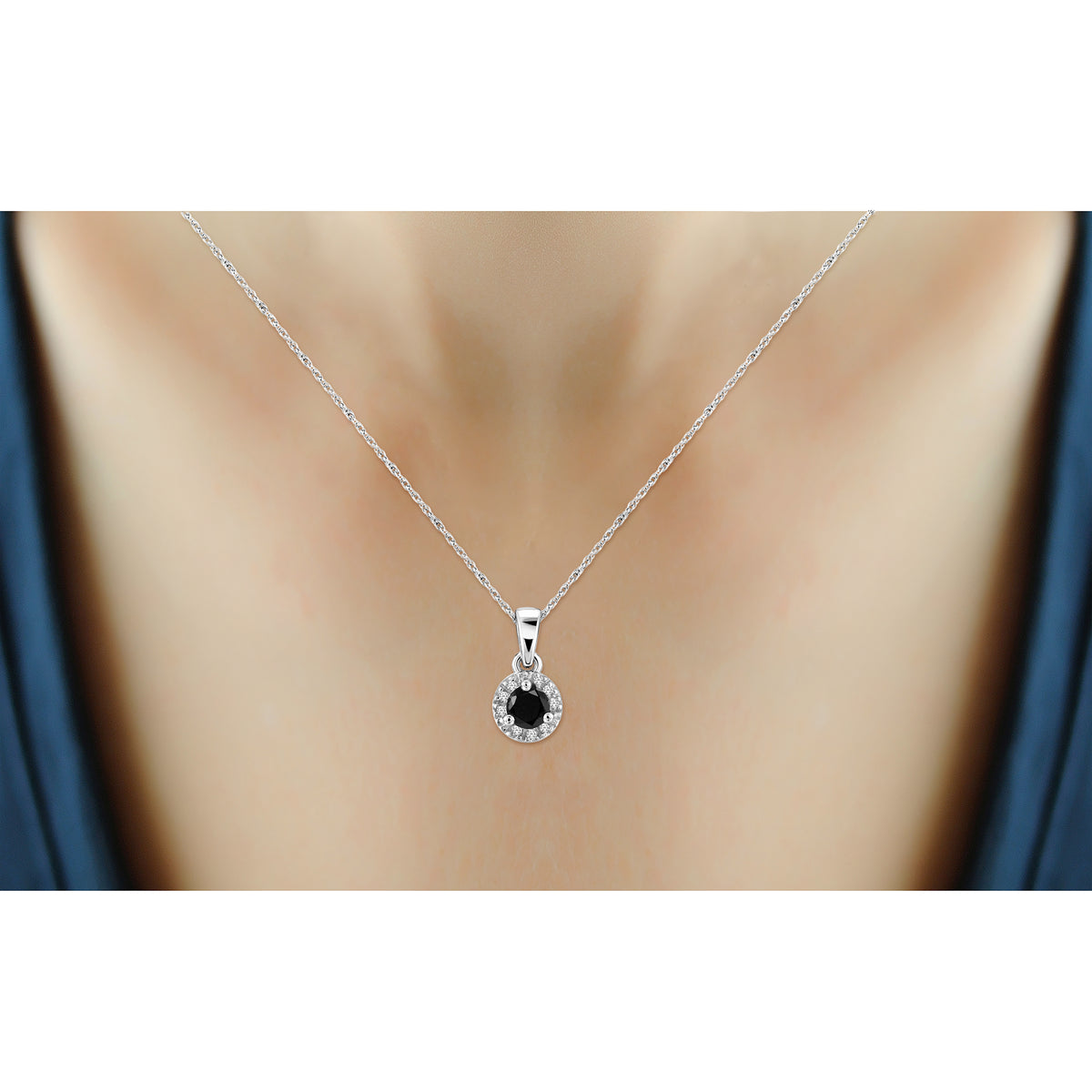 1/2 ctw Black and White Diamond Earrings Pendant set in Sterling Silver