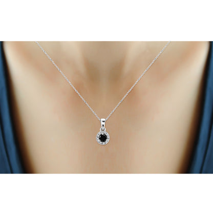 1/2 ctw Black and White Diamond Earrings Pendant set in Sterling Silver