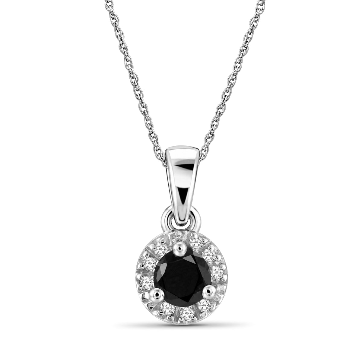 1/2 ctw Black and White Diamond Earrings Pendant set in Sterling Silver