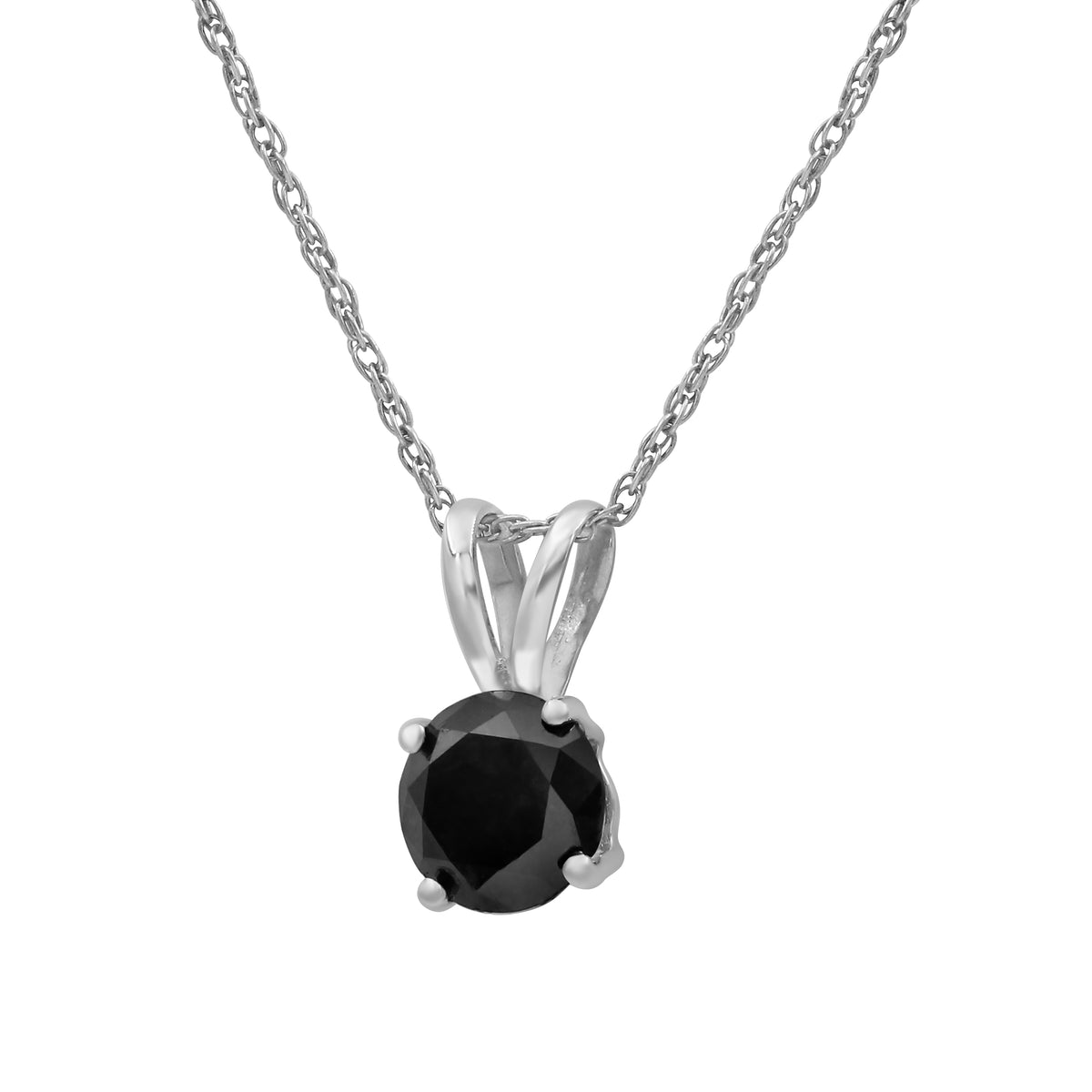 Black Diamond Pendant in 14K White Gold (0.5 Carat to 3 carat)