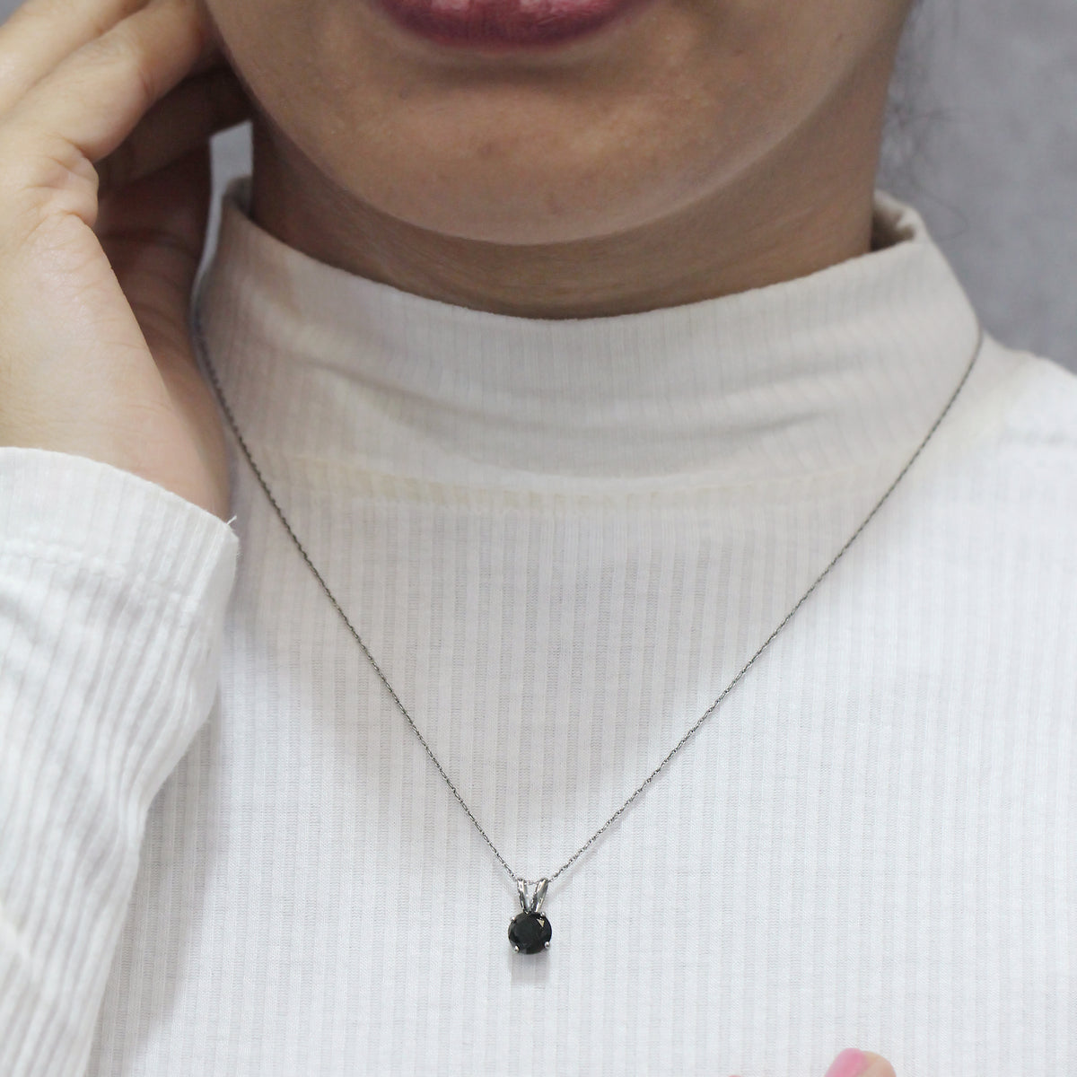 Black Diamond Pendant in 14K White Gold (0.5 Carat to 3 carat)
