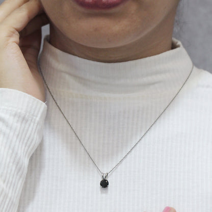 Black Diamond Pendant in 14K White Gold (0.5 Carat to 3 carat)