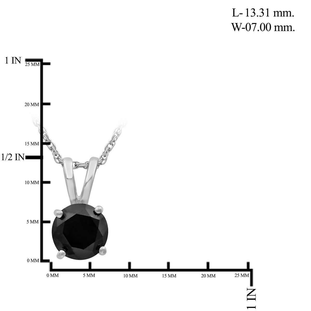 Black Diamond Pendant in 14K White Gold (0.5 Carat to 3 carat)