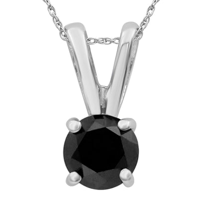 Black Diamond Pendant in 14K White Gold (0.5 Carat to 3 carat)