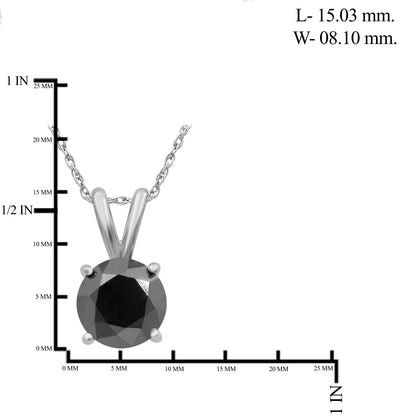 Black Diamond Pendant in Sterling Silver (0.5 Carat to 3 Carat)