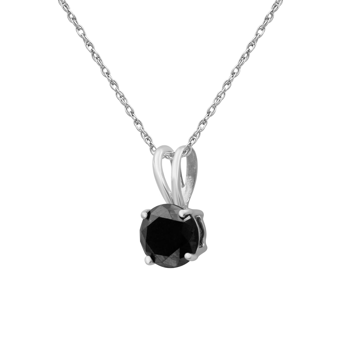 Black Diamond Pendant in 14K White Gold (0.5 Carat to 3 carat)