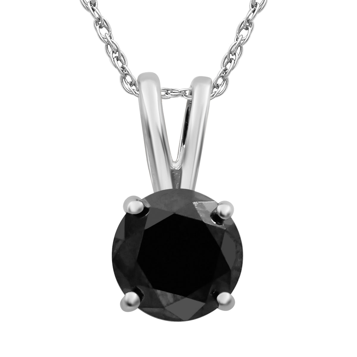 Black Diamond Pendant in 14K White Gold (0.5 Carat to 3 carat)