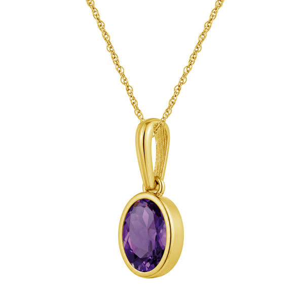 7x5 Oval Gemstone 14K Gold Over Silver Pendant (8R Rope Chain)