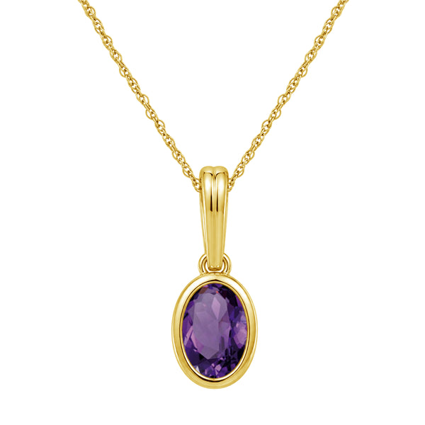 7x5 Oval Gemstone 14K Gold Over Silver Pendant (8R Rope Chain)