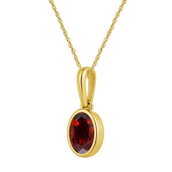 7x5 Oval Gemstone 14K Gold Over Silver Pendant (8R Rope Chain)