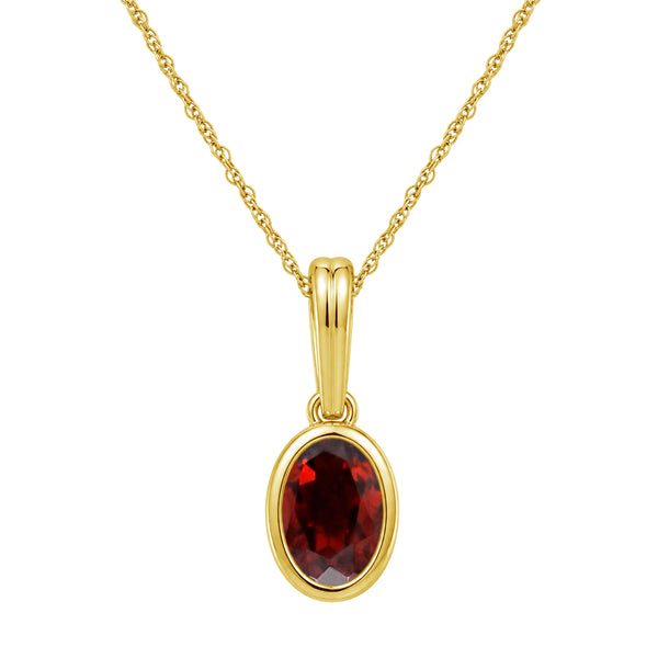 7x5 Oval Gemstone 14K Gold Over Silver Pendant (8R Rope Chain)