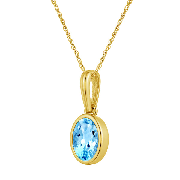 7x5 Oval Gemstone 14K Gold Over Silver Pendant (8R Rope Chain)
