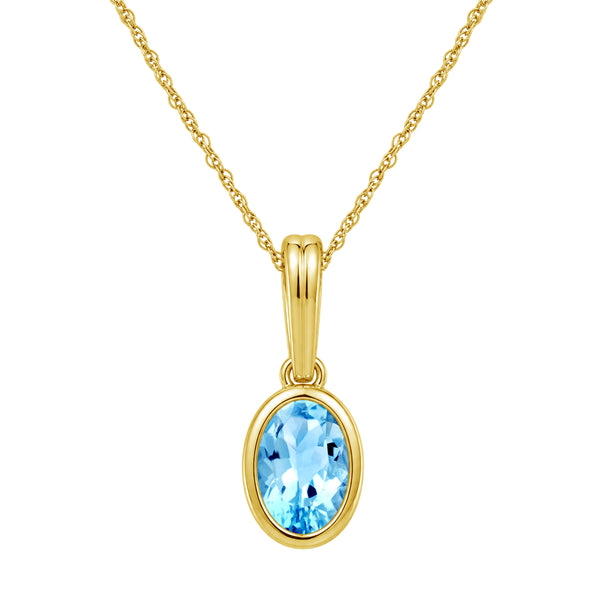 7x5 Oval Gemstone 14K Gold Over Silver Pendant (8R Rope Chain)