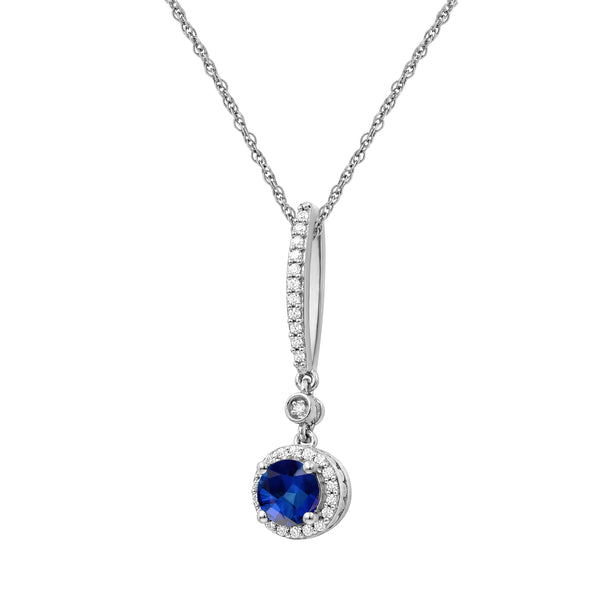 Gemstone and Created White Sapphire Pendant (8R Rope Chain) Assorted Colors