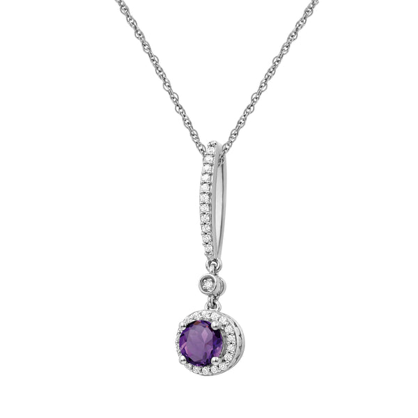 Gemstone and Created White Sapphire Pendant (8R Rope Chain) Assorted Colors