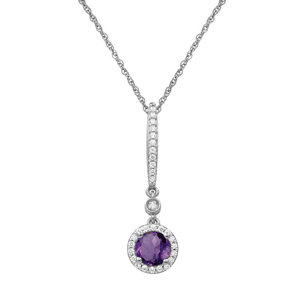 Gemstone and Created White Sapphire Pendant (8R Rope Chain) Assorted Colors