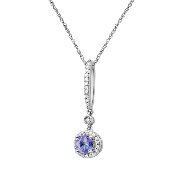 Gemstone and Created White Sapphire Pendant (8R Rope Chain) Assorted Colors