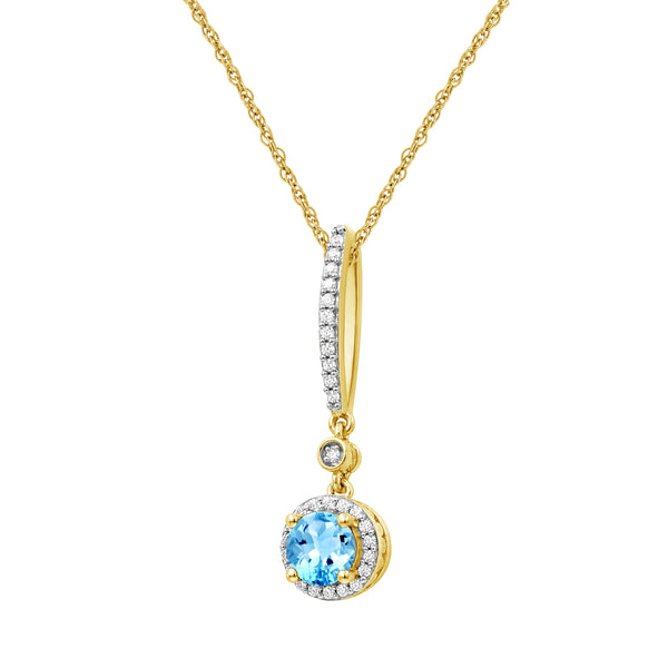 Gemstone and Created White Sapphire Pendant (8R Rope Chain) Assorted Colors