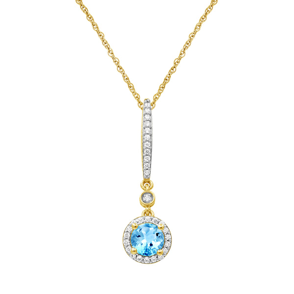 Gemstone and Created White Sapphire Pendant (8R Rope Chain) Assorted Colors