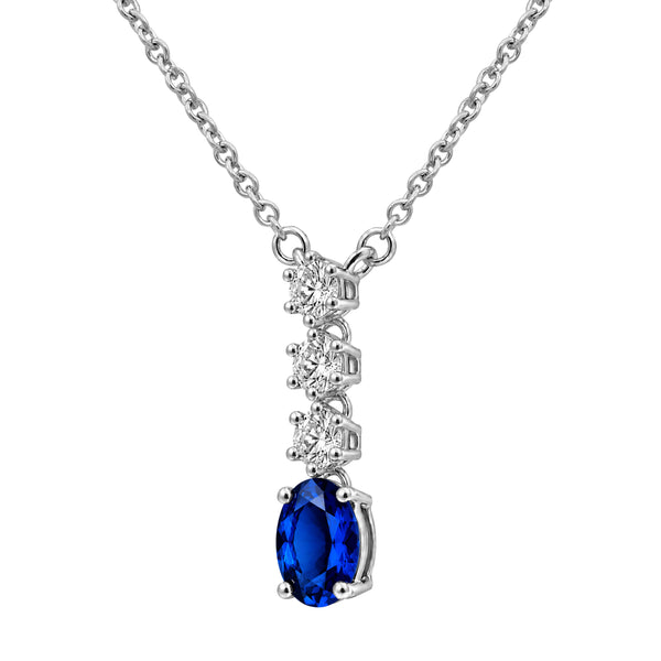 Gemstone & 1/3 Carat T.W. Lab Grown Diamond Sterling Silver Pendant - Assorted Gemstone