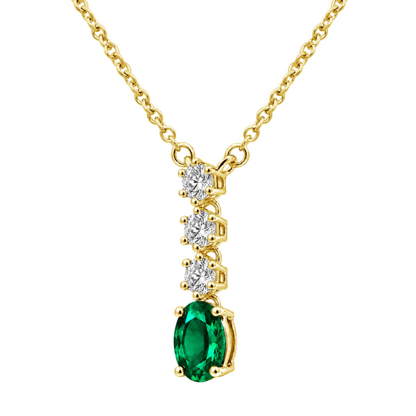 Gemstone & 1/3 Carat T.W. Lab Grown Diamond Sterling Silver Pendant - Assorted Gemstone