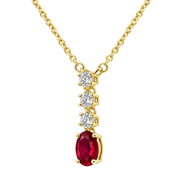 Gemstone & 1/3 Carat T.W. Lab Grown Diamond Sterling Silver Pendant - Assorted Gemstone