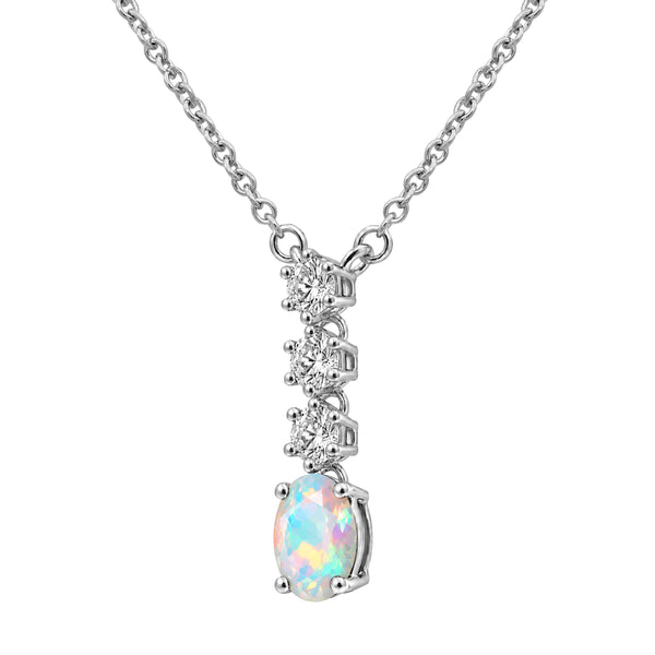 Gemstone & 1/3 Carat T.W. Lab Grown Diamond Sterling Silver Pendant - Assorted Gemstone