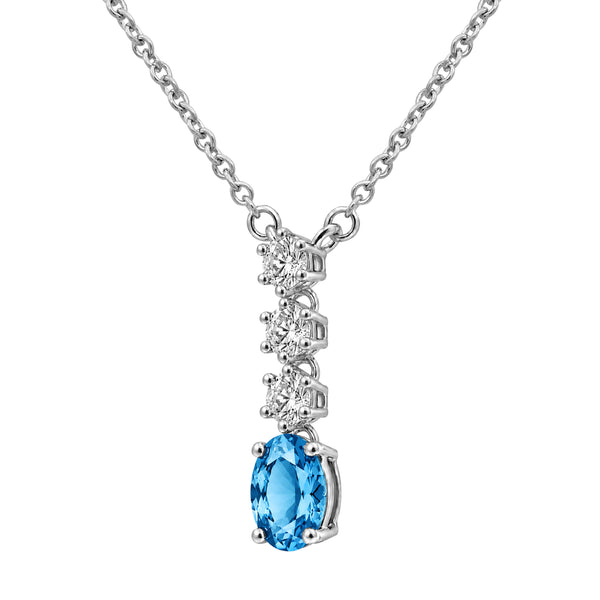 Gemstone & 1/3 Carat T.W. Lab Grown Diamond Sterling Silver Pendant - Assorted Gemstone