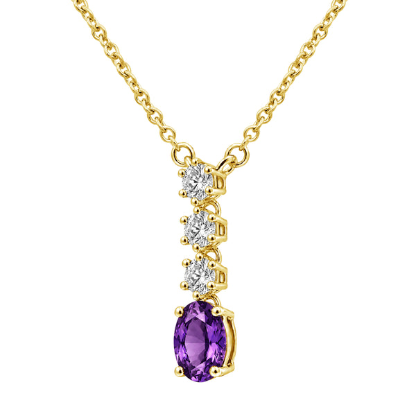 Gemstone & 1/3 Carat T.W. Lab Grown Diamond Sterling Silver Pendant - Assorted Gemstone