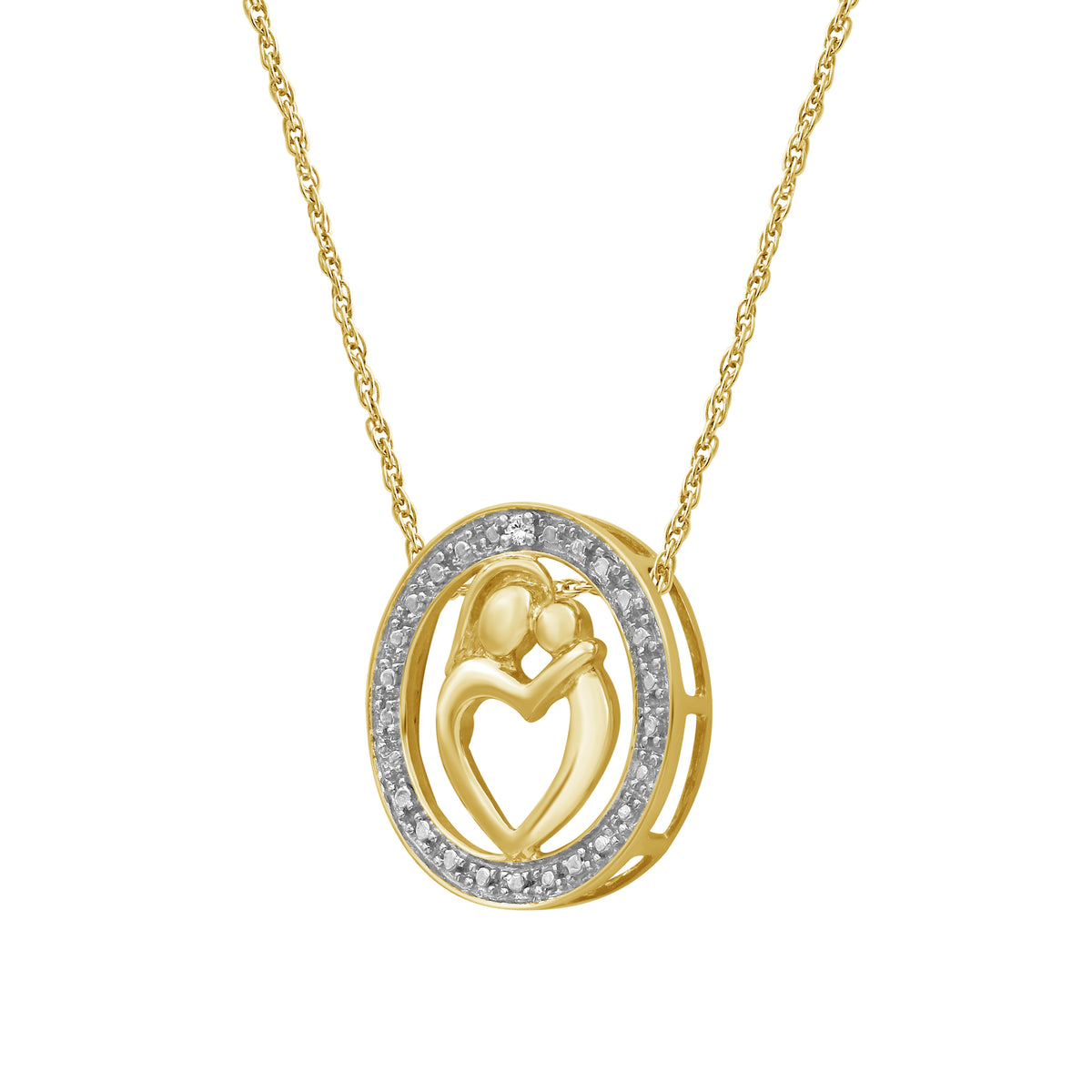 Accent White Diamond MOM Pendant in 14K Gold over Silver