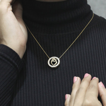 Accent White Diamond MOM Pendant in 14K Gold over Silver