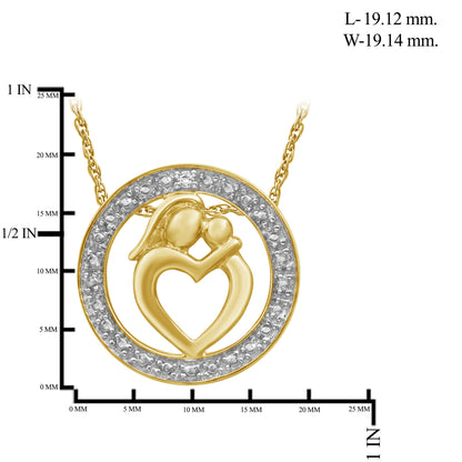 Accent White Diamond MOM Pendant in 14K Gold over Silver